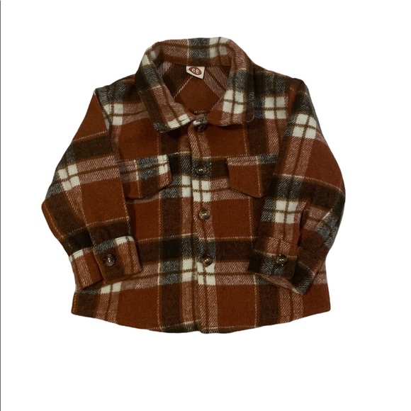 🟣2/$10 super cute infant plaid shacket - Picture 2 of 2